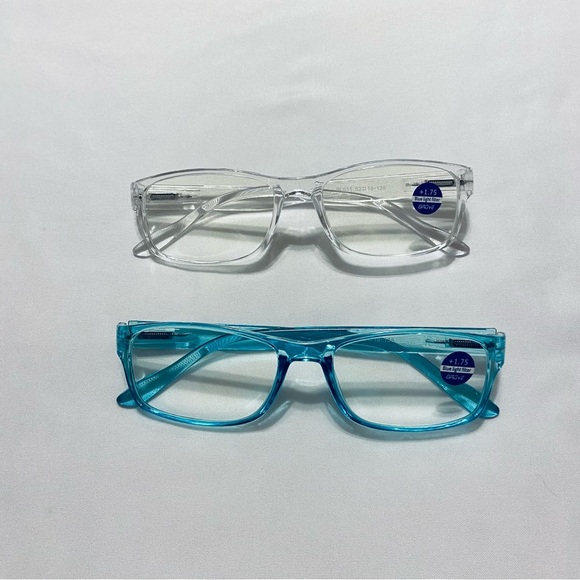 Blue/Clear +1.75 Stylish Blue Light Reading Eyeglasses - 2 - Picture 5 of 7